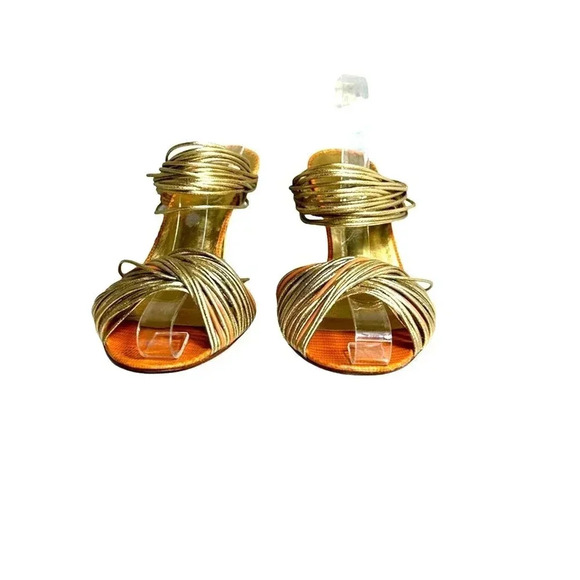 Report Signature Sandal Heel Women's 7M Multicolor Leather Slip On High Peep Toe - Picture 4 of 9